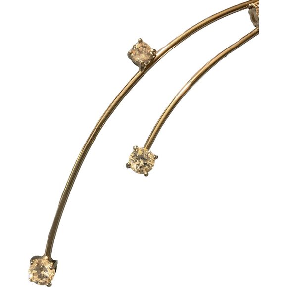 Silver Tone Elegant Wire Necklace With Crystal Accents For Women Prom Homecoming - Picture 7 of 12